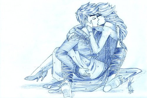 500x333 queen elsa and jack frost on we heart it - Elsa And Jack Frost Drawing