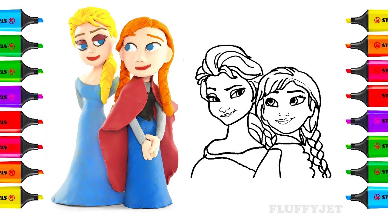 1280x720 How To Draw Frozen Elsa Coloring Pages And Toys For Children - Elsa Anna Drawing