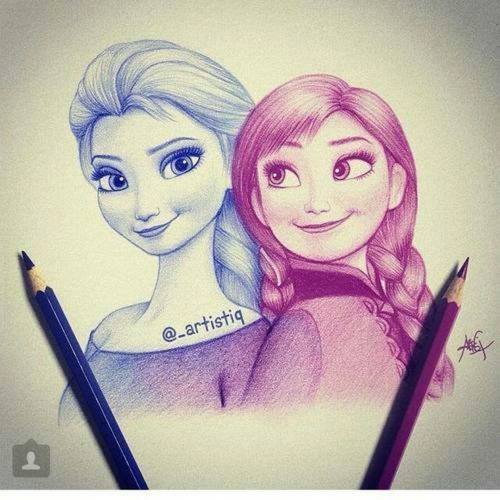 500x500 Original Photo - Elsa Anna Drawing