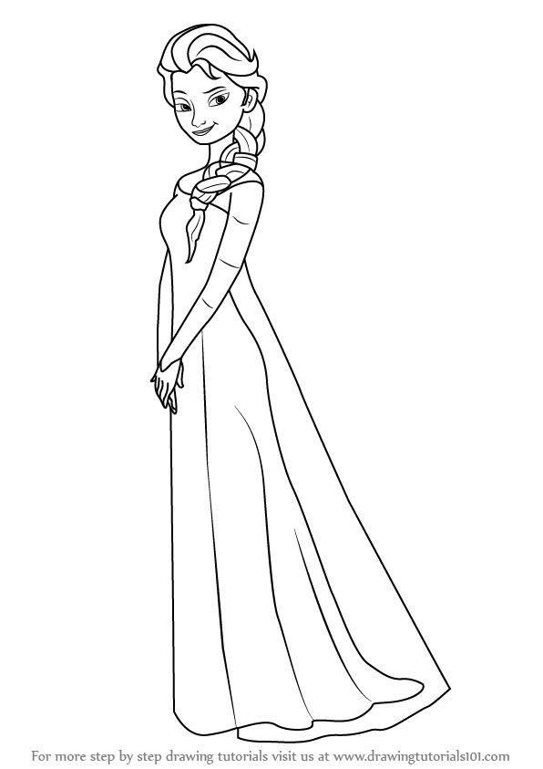 596x843 Learn How To Draw Elsa From Frozen - Elsa Drawing
