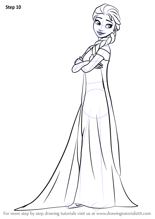 598x844 Learn How To Draw Elsa From Frozen Fever - Elsa Drawing