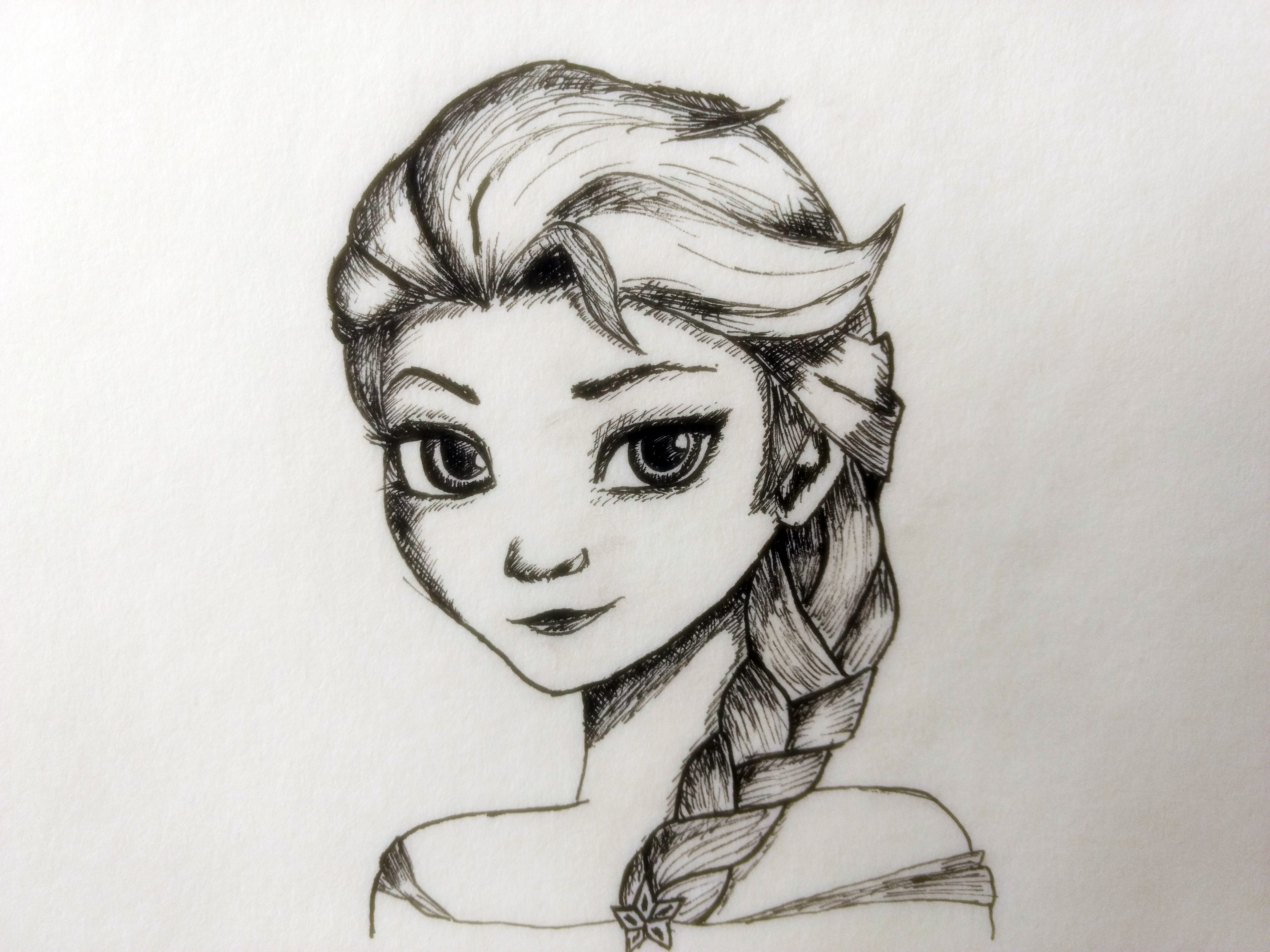 Easy Elsa Sketch Drawing for Beginner