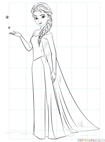 428x575 How To Draw Elsa From Frozen Step - Elsa Frozen Drawing