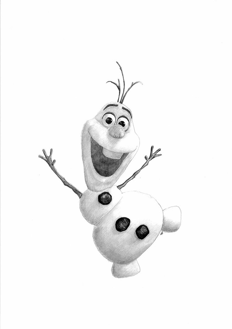 794x1124 Frozen Olaf Pencil Drawing Etsy - Elsa Pencil Drawing