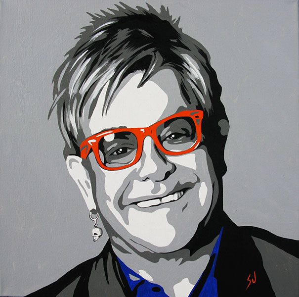 605x600 Sir Elton John Let The Music Play In Art, Portrait Art - Elton John Drawing