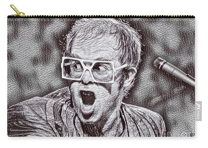 800x570 Young Elton John Drawing Carry All Pouch For Sale - Elton John Drawing
