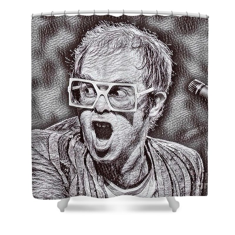 800x800 Young Elton John Drawing Shower Curtain For Sale - Elton John Drawing