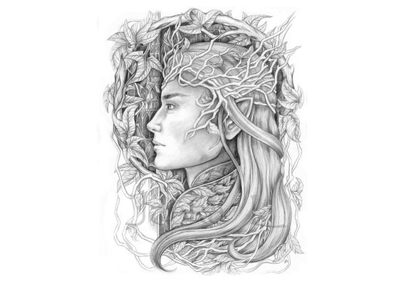 570x402 king of the elves original drawing elven king fantasy art etsy - Elven Drawing