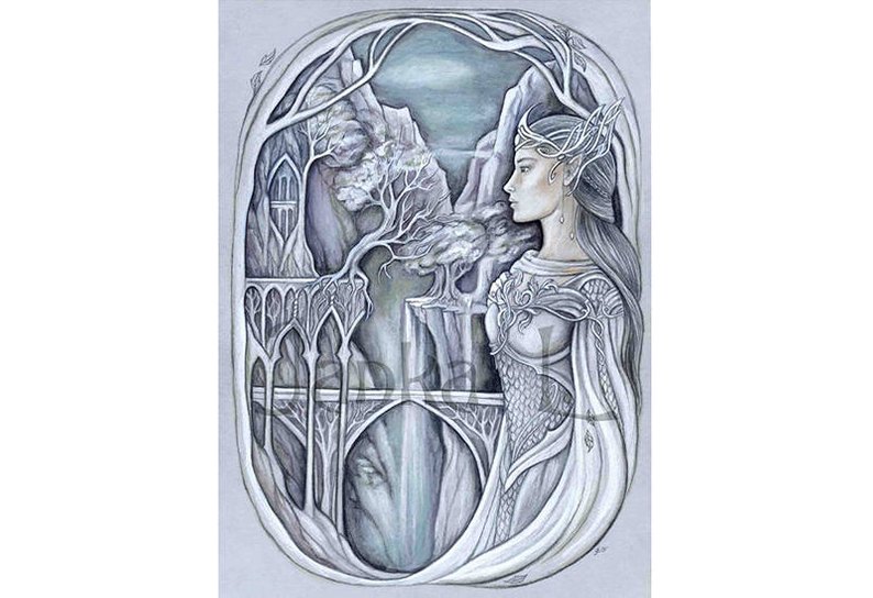 794x544 White Lady Print Elven Art Fantasy Drawing Signed Print Etsy - Elven Drawing