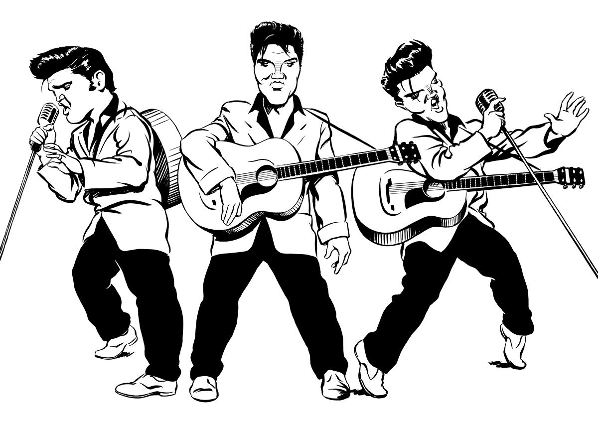 1200x849 elvis presley ken lowe illustration - Elvis Cartoon Drawing