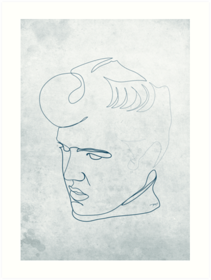 413x549 Elvis Presley One Line Drawing Art Prints - Elvis Line Drawing
