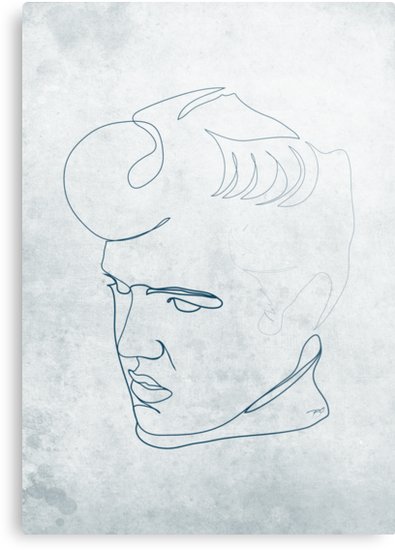 395x550 Elvis Presley One Line Drawing Metal Prints - Elvis Line Drawing