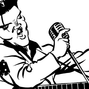 300x300 Elvis Presley Ken Lowe Illustration - Elvis Line Drawing