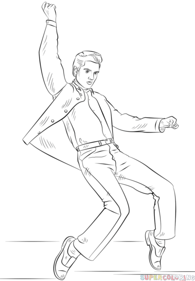 399x575 How To Draw Elvis Presley Step - Elvis Line Drawing