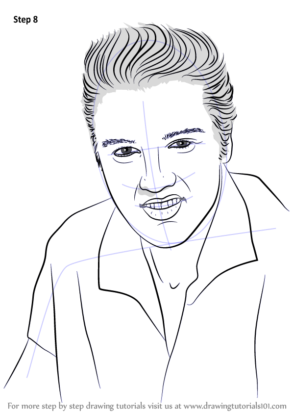598x844 Learn How To Draw Elvis Presley - Elvis Line Drawing