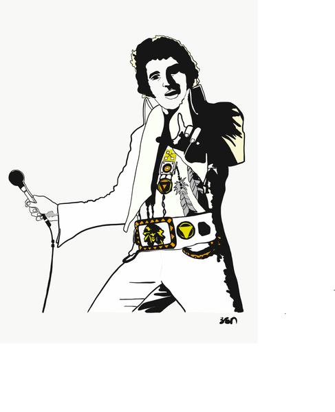 487x600 Print - Elvis Line Drawing