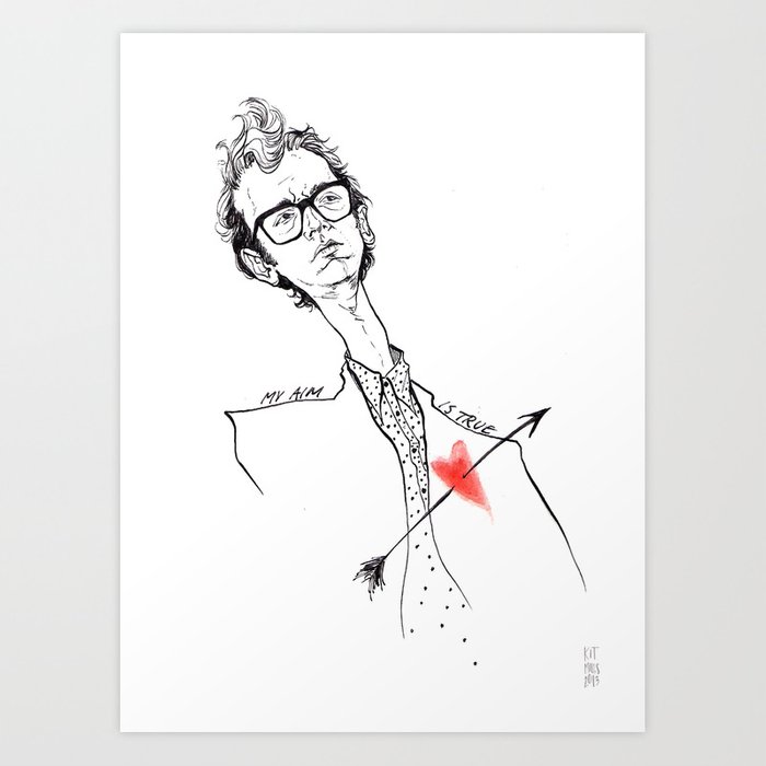 700x700 Elvis Costello Art Print - Elvis Line Drawing