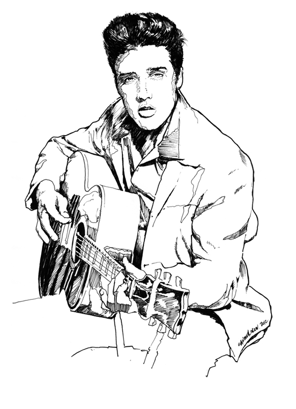 600x828 Elvis On Wacom Gallery - Elvis Presley Drawing