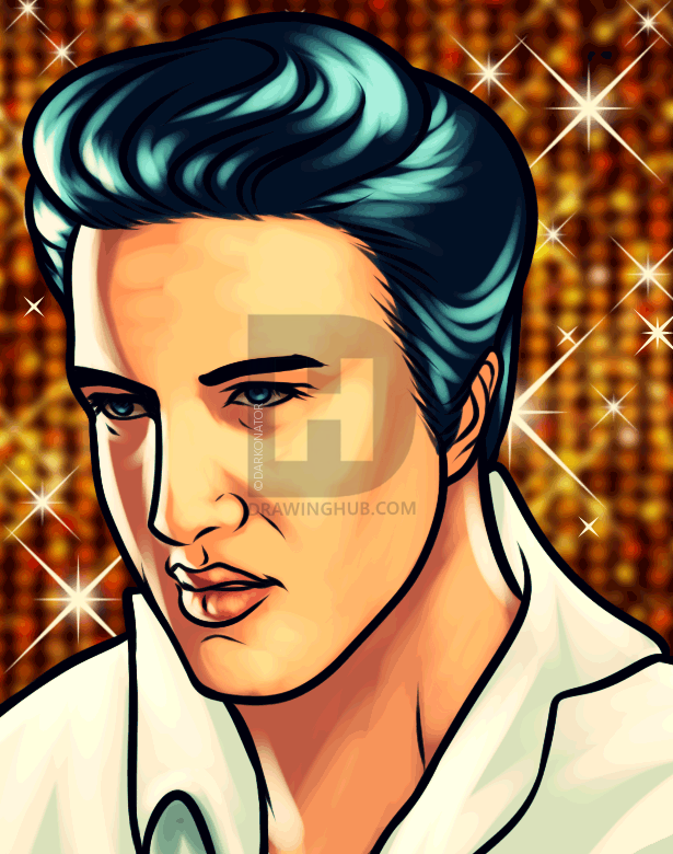 615x780 how to draw elvis, elvis presley, step - Elvis Presley Drawing