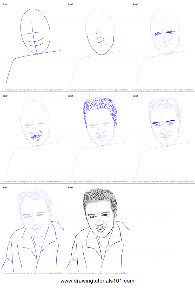 751x1110 How To Draw Elvis Presley Printable Step - Elvis Presley Drawing Step By Step