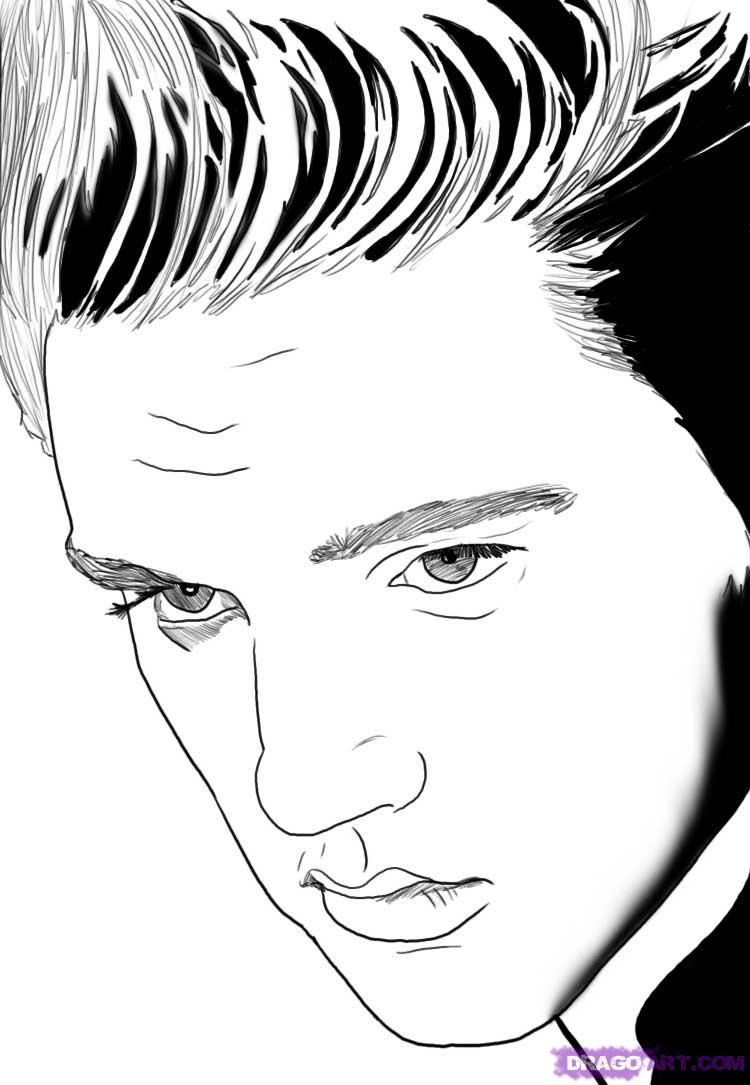 750x1085 How To Draw Elvis Presley Step Art In Drawings, Velvet - Elvis Presley Drawing Step By Step