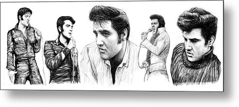 492x220 Elvis Presley Art Long Drawing Sketch Portrait Metal Print - Elvis Presley Line Drawing
