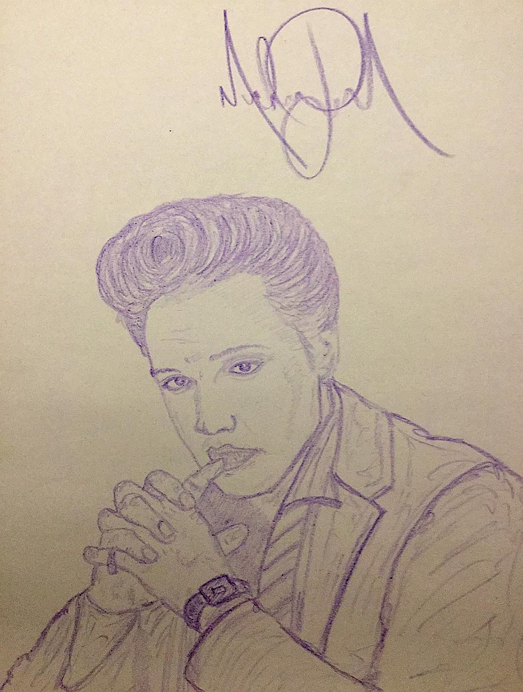 750x993 Michael Jackson Drawing Of Elvis Presley - Elvis Presley Line Drawing