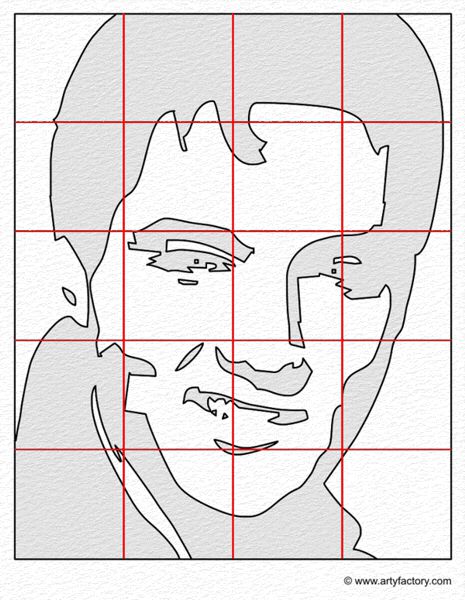 465x600 Pop Art Portrait - Elvis Presley Line Drawing