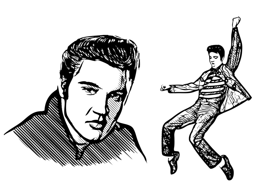 1000x707 Celebrate Elvis' Birthday - Elvis Presley Line Drawing
