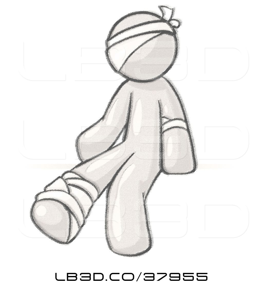 1024x1124 Illustration Of Cartoon Sketched Design Mascot Injured Guy Sitting - Emergency Room Drawing