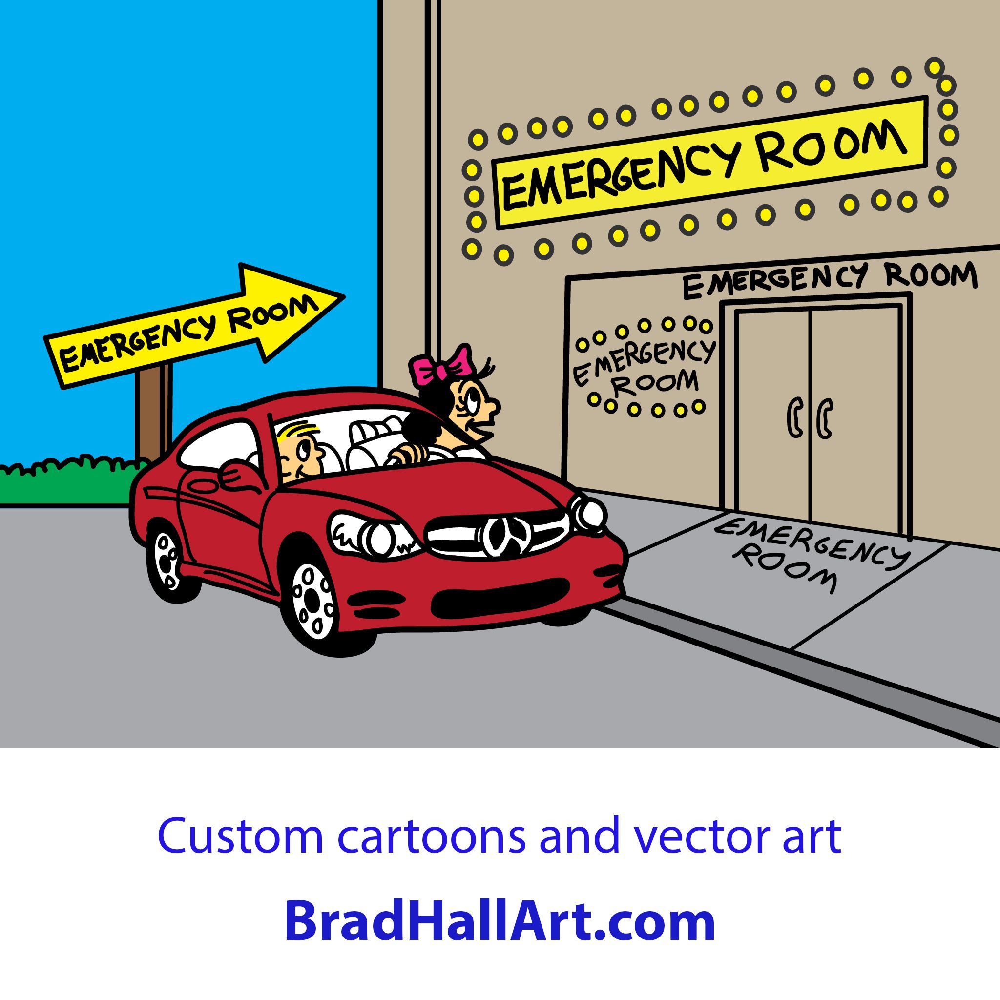 2048x2048 Mom And Kid In A Mercedes - Emergency Room Drawing