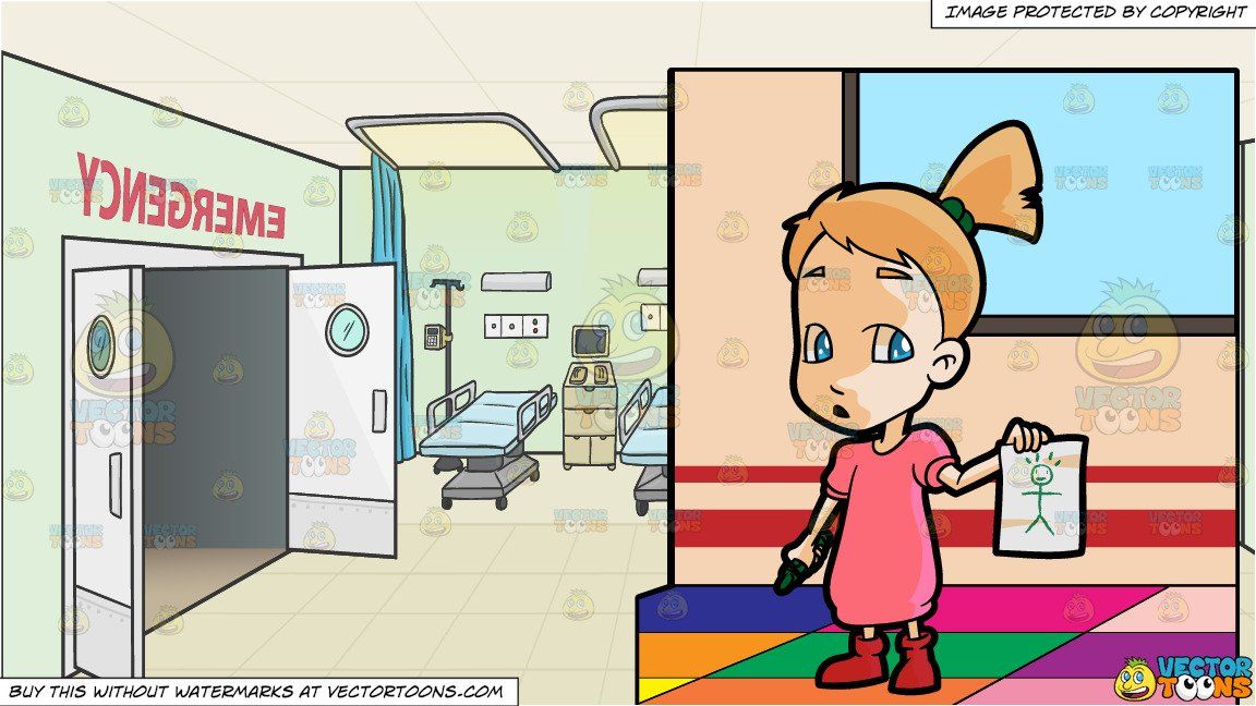 1152x648 A Preschooler Girl Showing Her Drawing To The Class And Hospital - Emergency Room Drawing