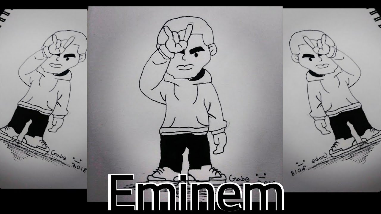 1280x720 Eminem Cartoon Ink Drawing - Eminem Cartoon Drawing