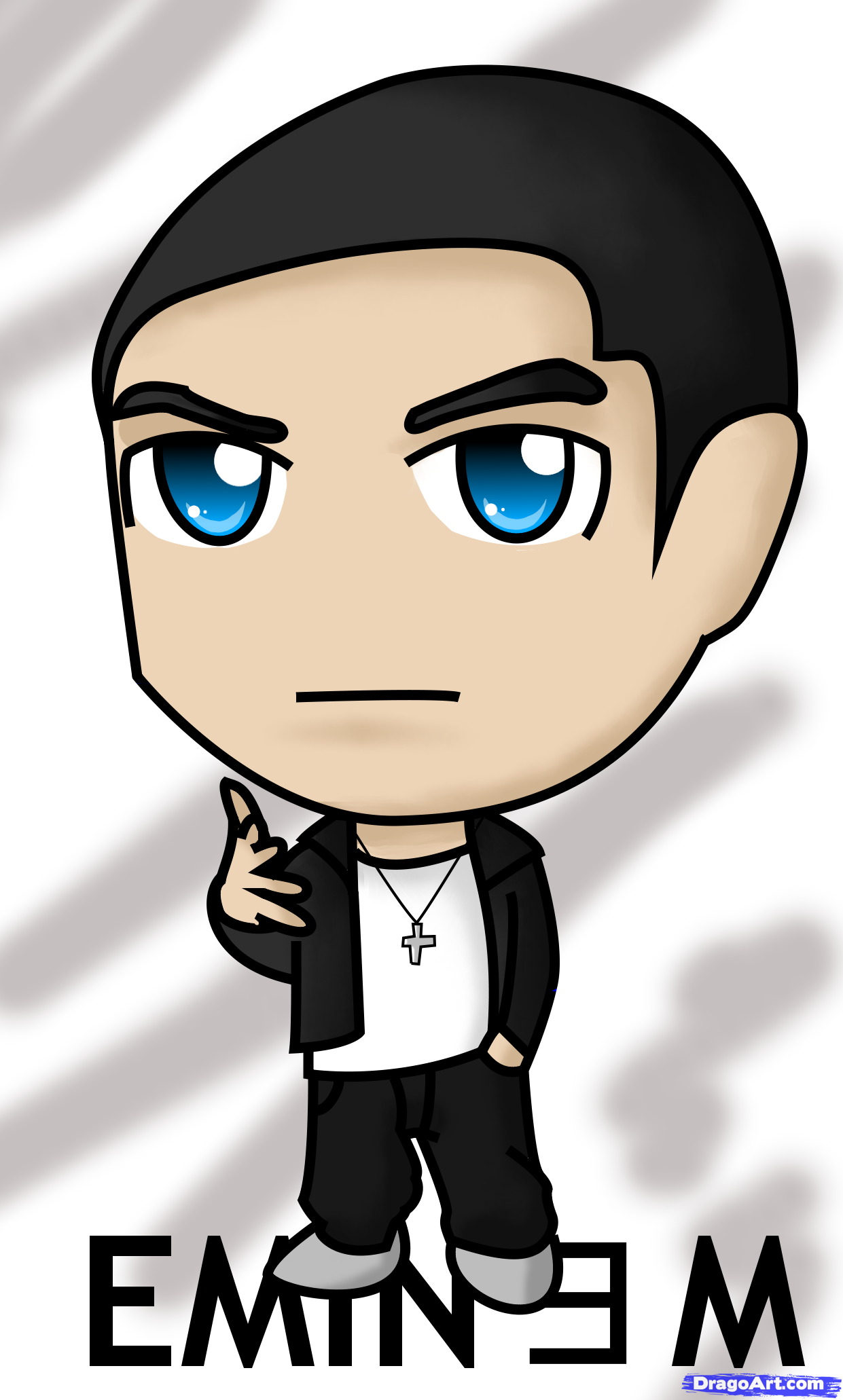 1241x2062 How To Draw Chibi Eminem, Step - Eminem Cartoon Drawing