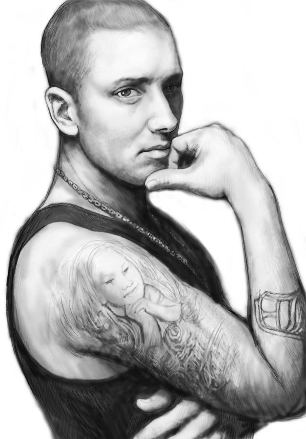 627x900 Eminem Art Drawing Sketch Portrait Painting - Eminem Drawing