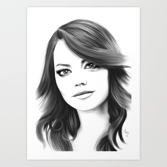 700x700 emma stone minimalist digital portrait art print - Emma Stone Drawing