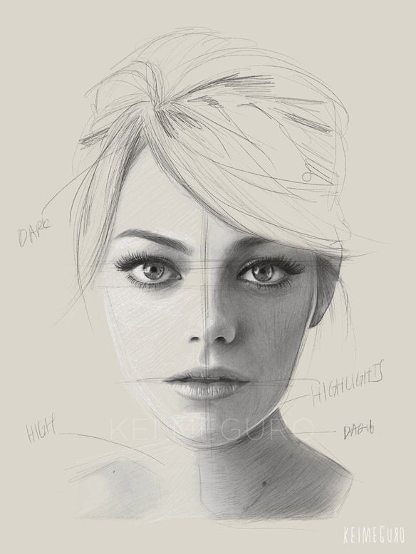 584x778 kei meguro's emma watson drawing art sketches, pencil - Emma Stone Drawing