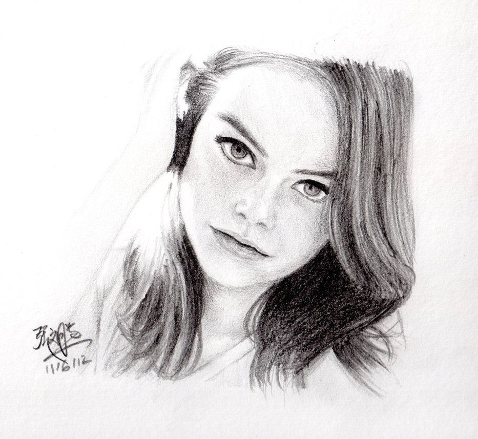 933x857 pencil sketch of emma stone - Emma Stone Drawing