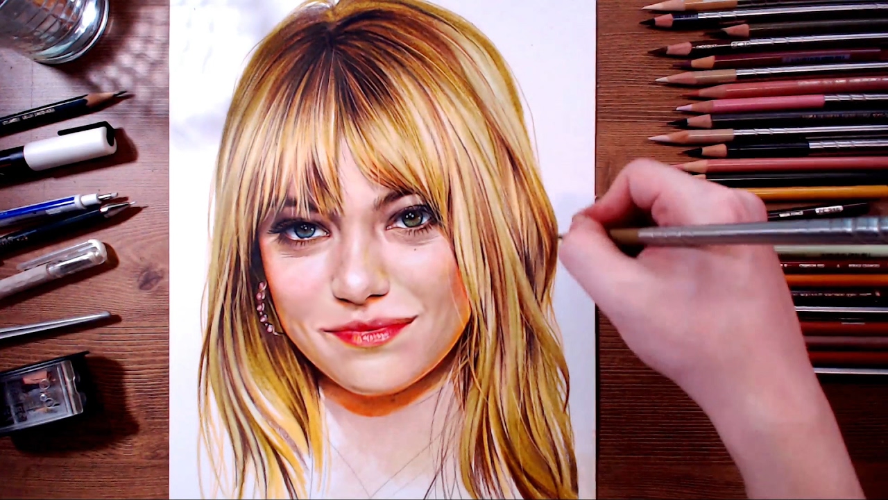 1280x720 emma stone - Emma Stone Drawing