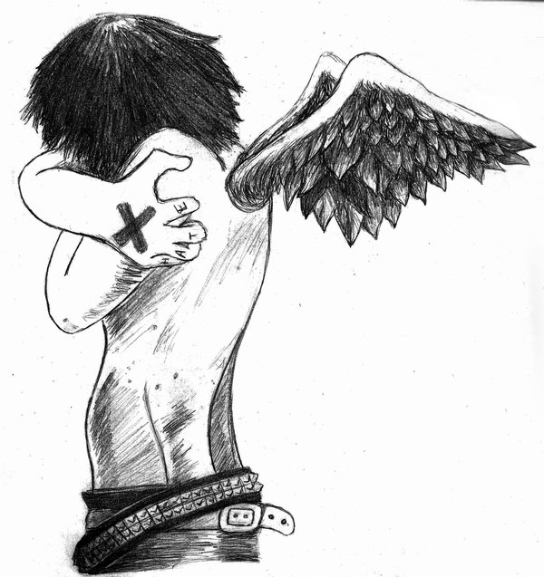 600x637 Emo Angel Picture Drawing Drawing Skill - Emo Angel Drawing
