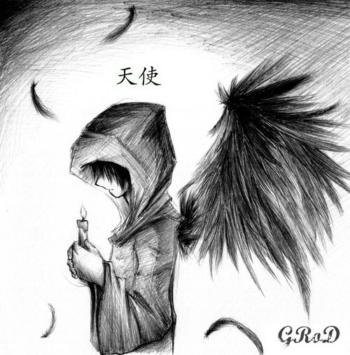 500x507 I Love This Drawing Shared - Emo Angel Drawing