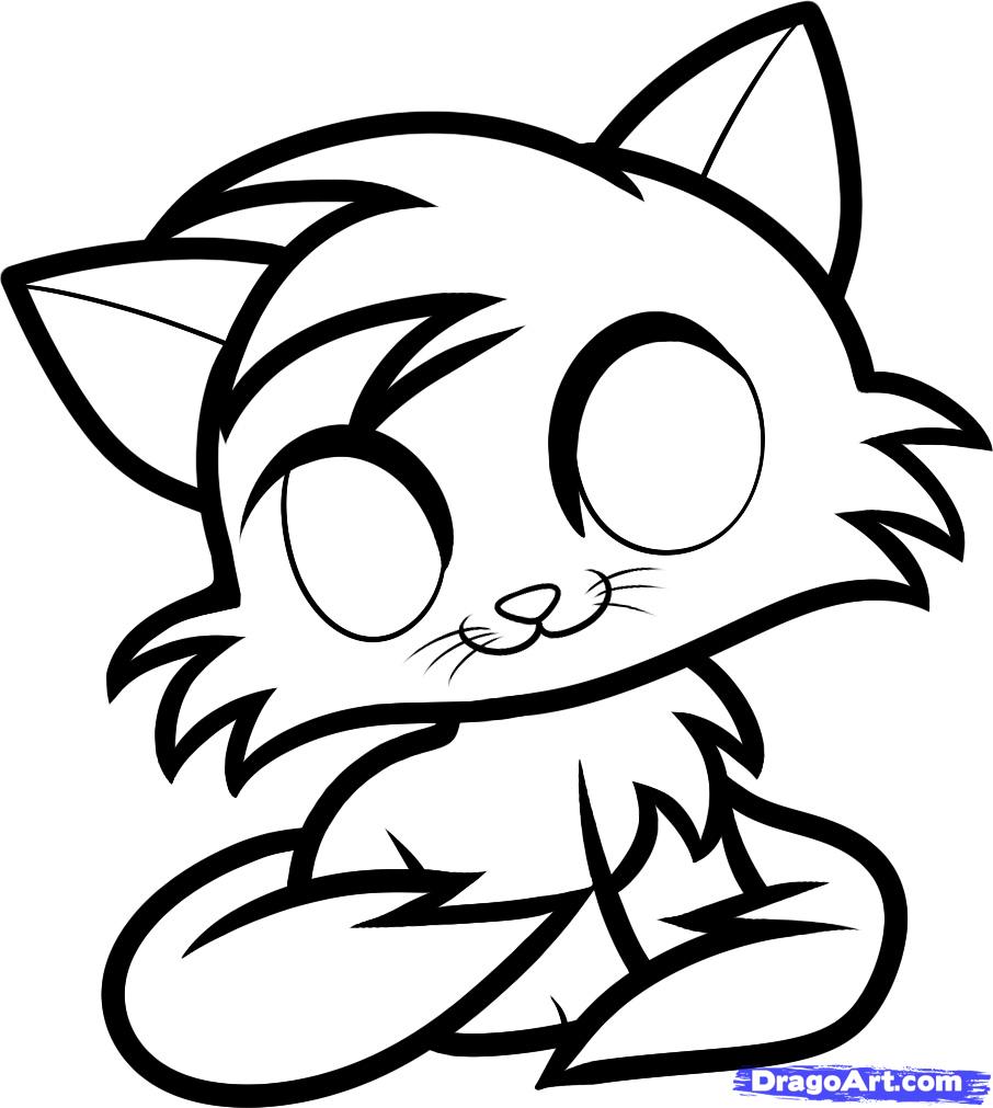 906x1011 How To Draw Tails Kitty, Tails Cat, Step - Emo Cat Drawing