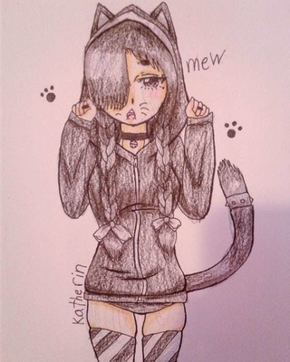 320x400 Emocat Drawings On Paigeeworld Pictures Of Emocat - Emo Cat Drawing