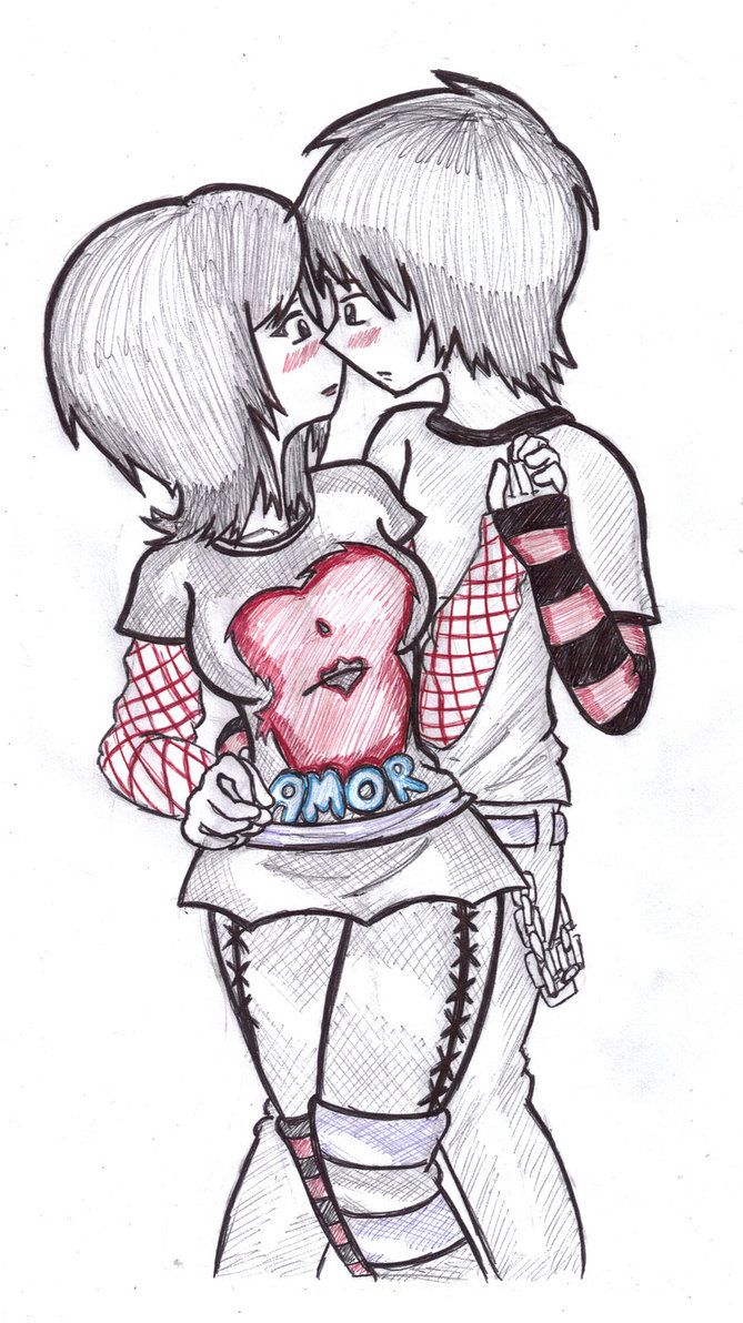 Emo Couple Drawings At Paintingvalley Com Explore Collection Of.