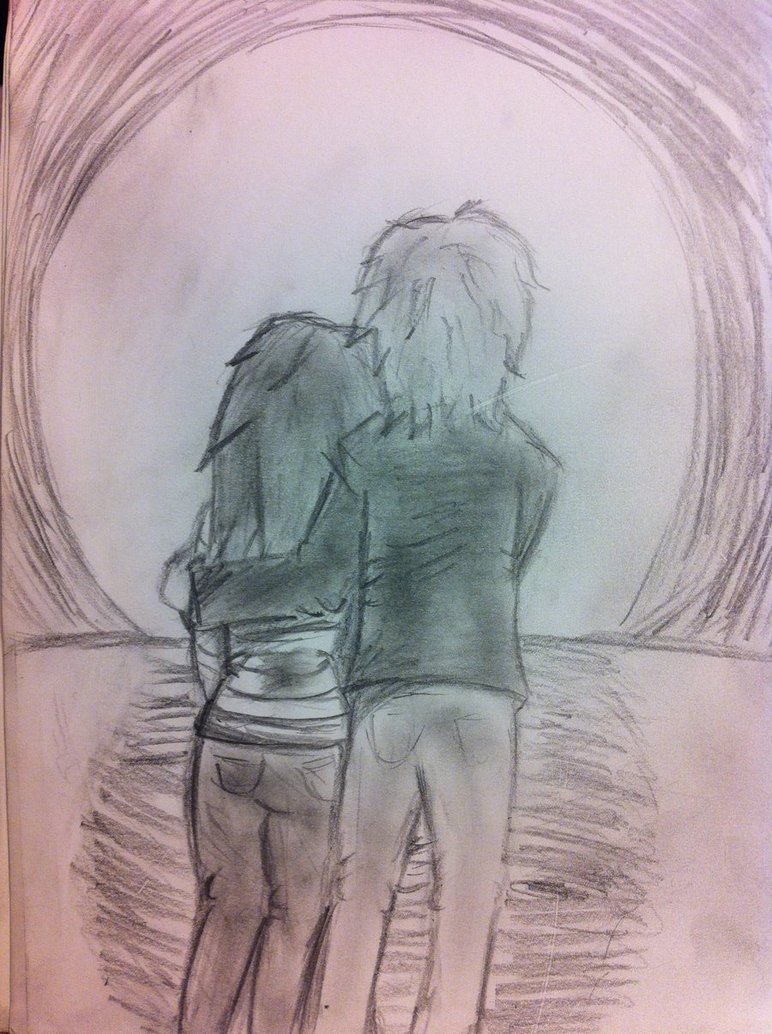 Emo Couple Sketches - Emo Couple Drawings. 