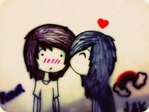 499x375 Cute Emo Couple - Emo Couple Drawings