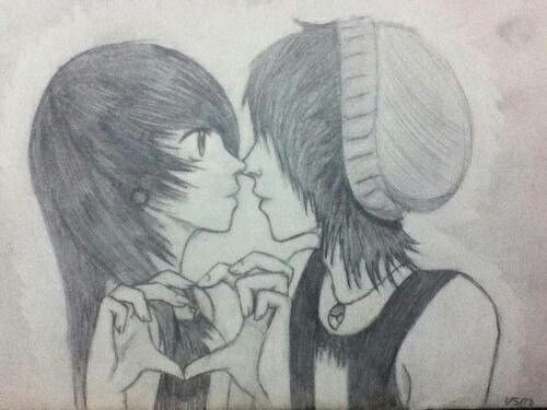 500x375 emo drawings ha in emo couples, emo art, couple drawings - Emo Drawings