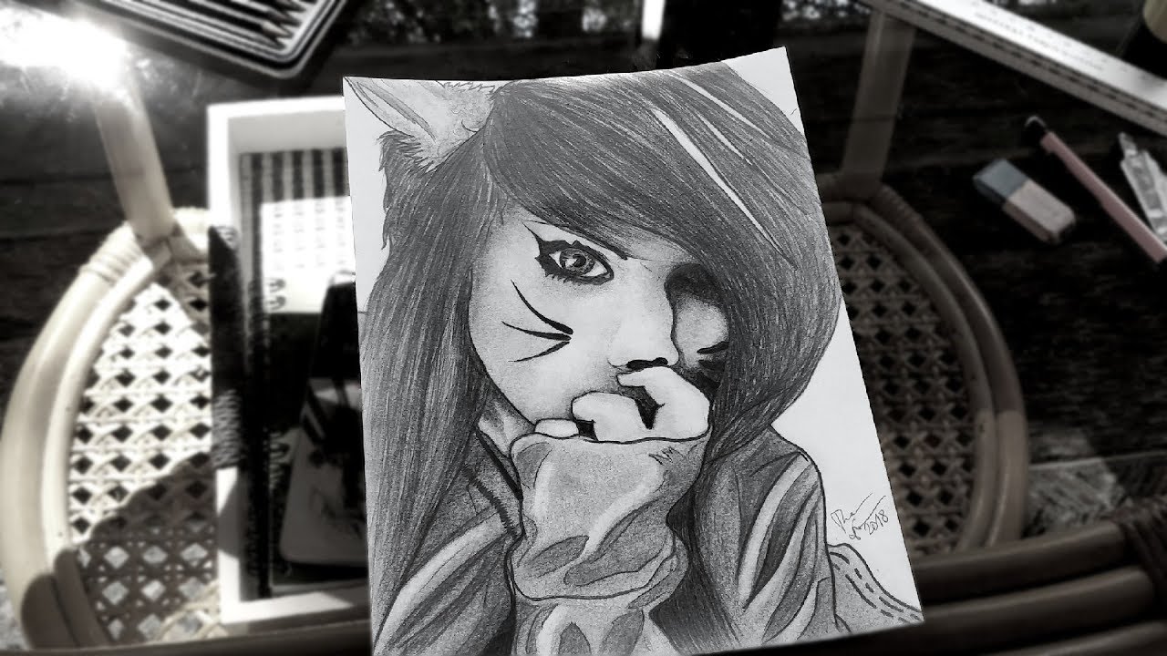 1280x720 Emo Girl Time Lapse Drawing - Emo Girl Drawing