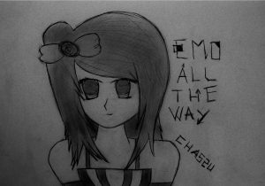 300x210 Anime Emo Girl Drawings In Pencil - Emo Girl Drawing Anime