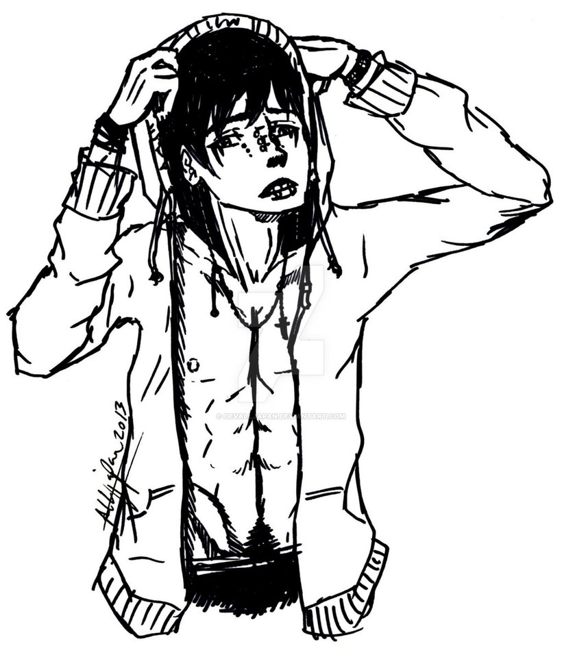 820x975 Emo Guy Sketch Hoodie - Emo Guy Drawing